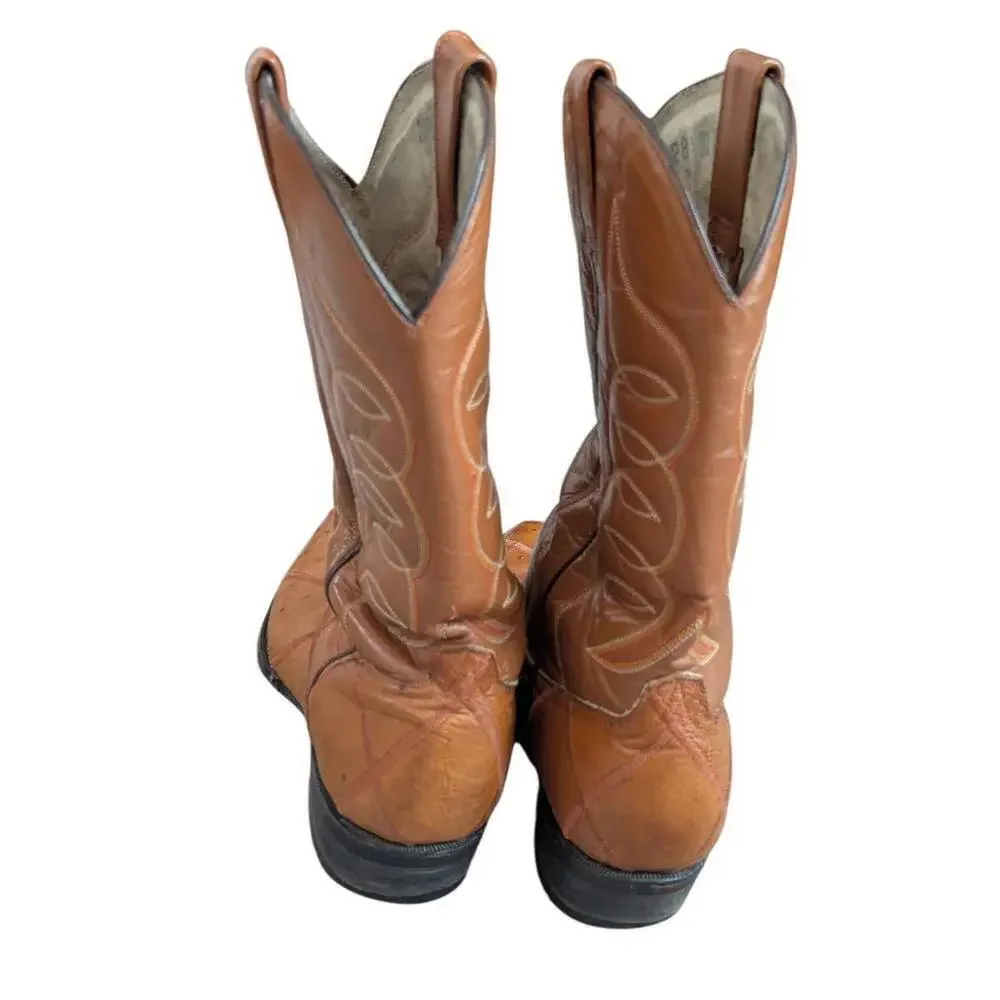 Guerrero Brown Cowboy Boots US 10.5 Made In Mexico Ostrich Lizard Leather